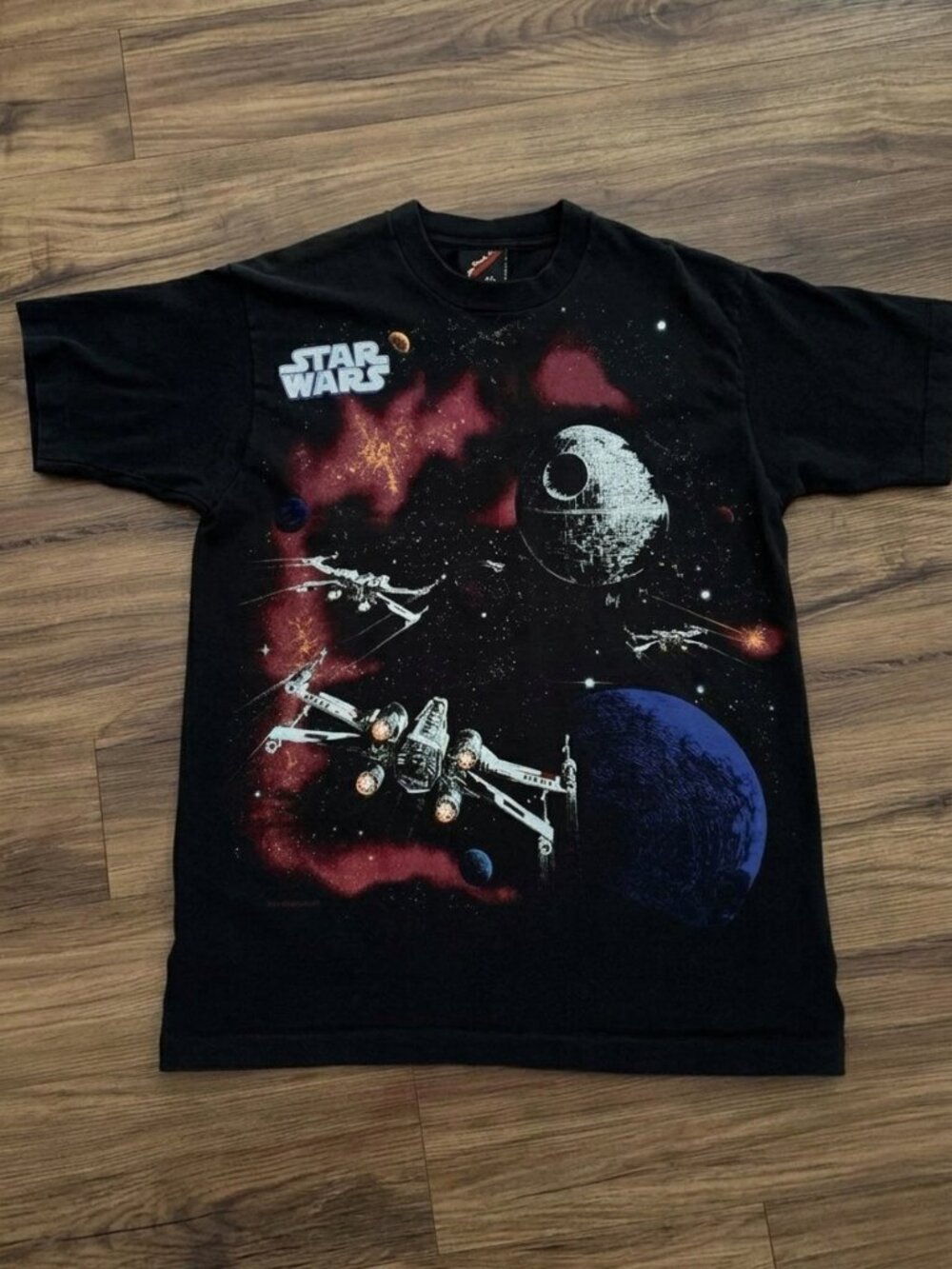 Vintage Star Wars Death Star Space Battle Graphic Tee Y2K Shirt